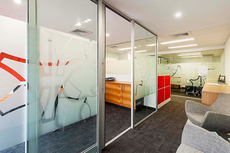 Frosted glass partitions