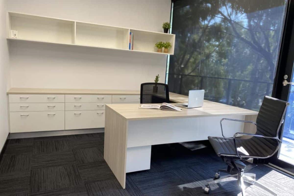 Office with custom cabinetry - Rox Resources Office Fitout